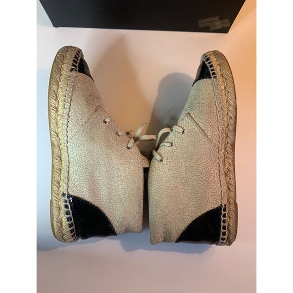 CHANEL Crackled Leather Espadrille High Top Shoe Size EU 38 US 8 - Picture 11 of 15
